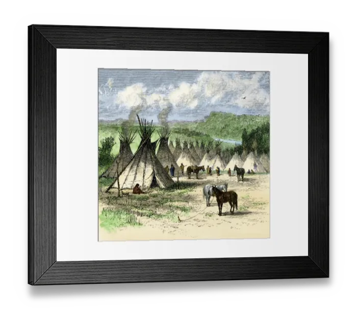 Framed Print : Arapaho village of tipis, 1800s