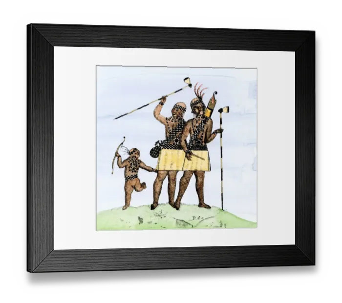 Framed Print : Lanai Lanape family wearing black and white wampum Framed Print : Lanai Lanape family wearing black and white wampum