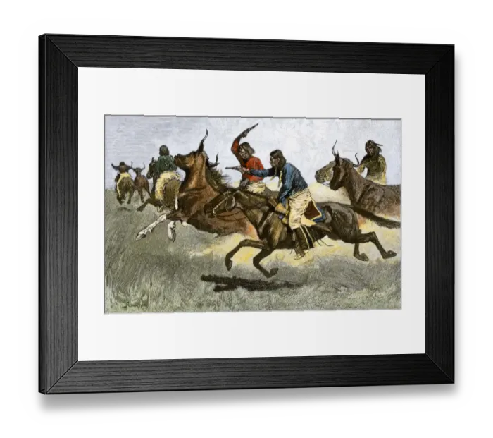 Framed Print : Native American raid on homesteaders cattle