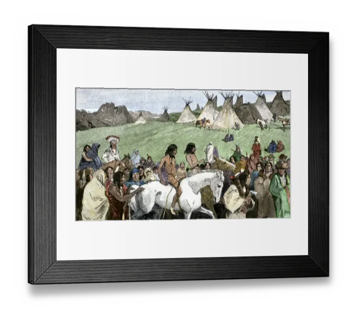 Framed Print : Native American boys nearing the starting point for a horse race Framed Print : Native American boys nearing the starting point for a horse race
