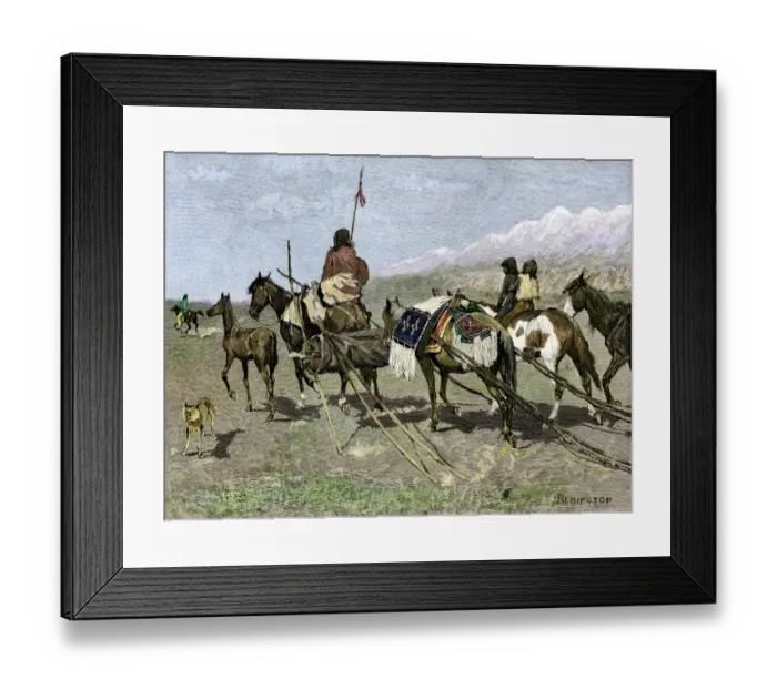 Framed Print : Sioux family riding to a ceremonial dance Framed Print : Sioux family riding to a ceremonial dance