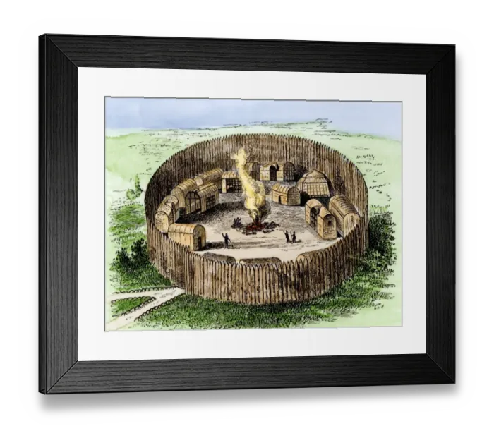 Framed Print : Native American palisaded village Framed Print : Native American palisaded village