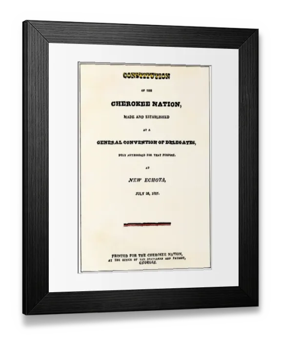 Framed Print : Title page, Constitution of the Cherokee Nation Framed Print : Title page, Constitution of the Cherokee Nation