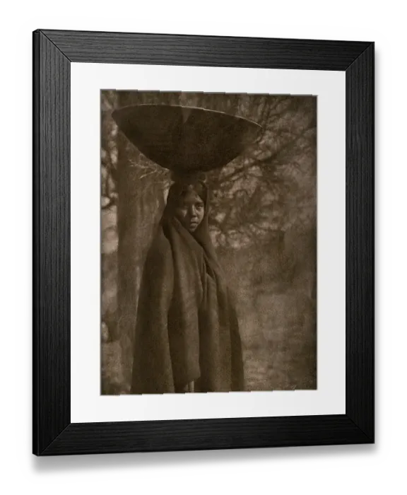 Framed Print : Maricopa woman carrying a basket on her head, 1907