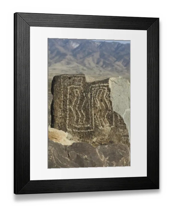 Framed Print : Petroglyphs of the Jornada-Mogollon culture, NM