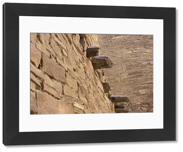 Pueblo Bonito wall and vigas, Chaco Canyon NM