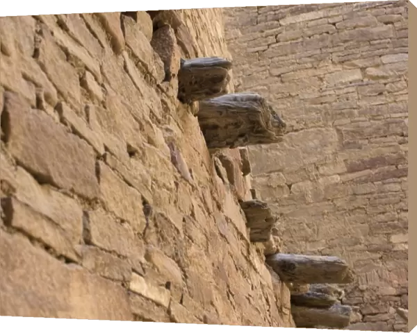 Pueblo Bonito wall and vigas, Chaco Canyon NM