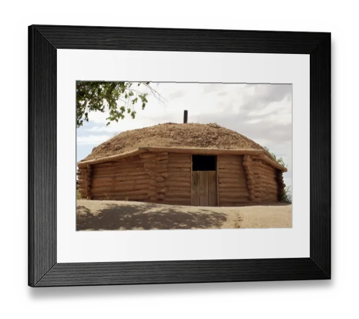 Framed Print : Navajo hogan with the door facing east in the traditional way Framed Print : Navajo hogan with the door facing east in the traditional way