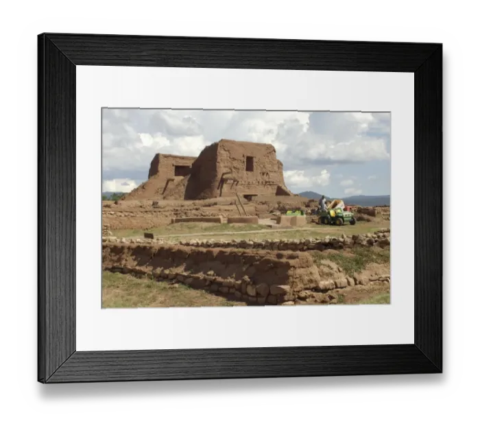 Framed Print : Archaeological workers stabilizing ruins of Pecos Pueblo Framed Print : Archaeological workers stabilizing ruins of Pecos Pueblo