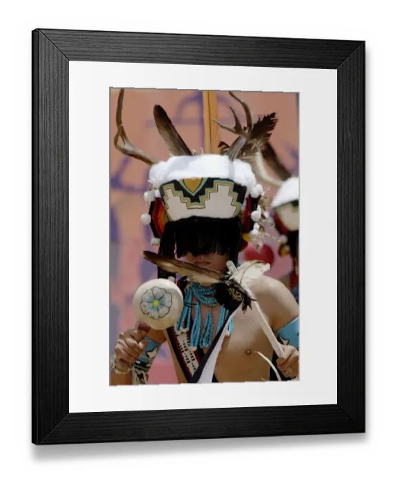Framed Print : Zuni Pueblo Red-Tailed Hawk Dancer performing the Deer Dance at the Gallup