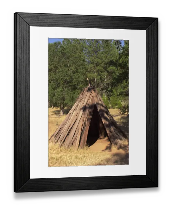 Framed Print : Reconstructed Miwok bark lodge Framed Print : Reconstructed Miwok bark lodge