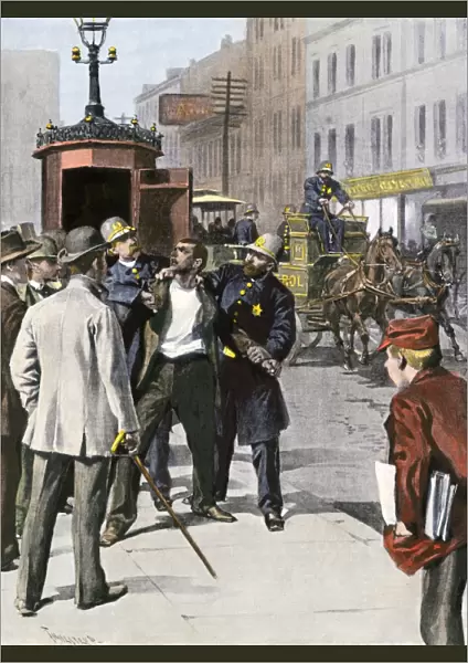 Chicago police arresting a suspect, 1890s