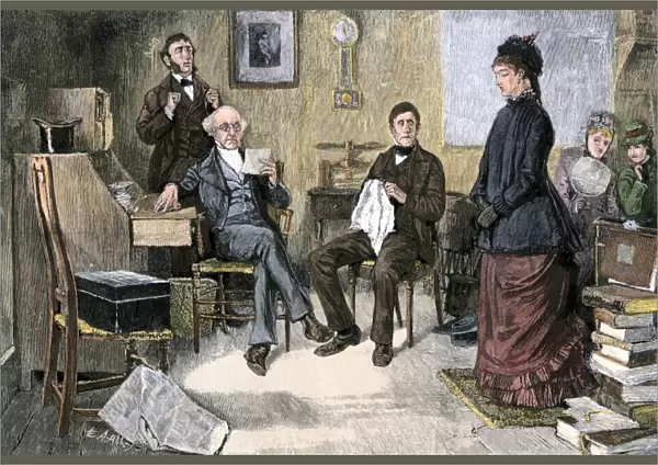 School board interviewing a teacher, 1800s