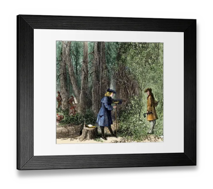 Framed Print : Tuscaroras capturing colonial surveyors in the Carolinas Framed Print : Tuscaroras capturing colonial surveyors in the Carolinas