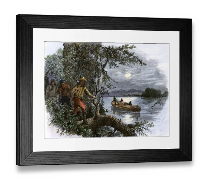 Framed Print : Frontiersmen on the upper Missouri River, 1800s Framed Print : Frontiersmen on the upper Missouri River, 1800s
