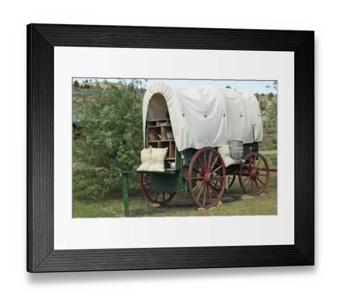 Framed Print : Covered wagon with supplies, South Dakota Framed Print : Covered wagon with supplies, South Dakota