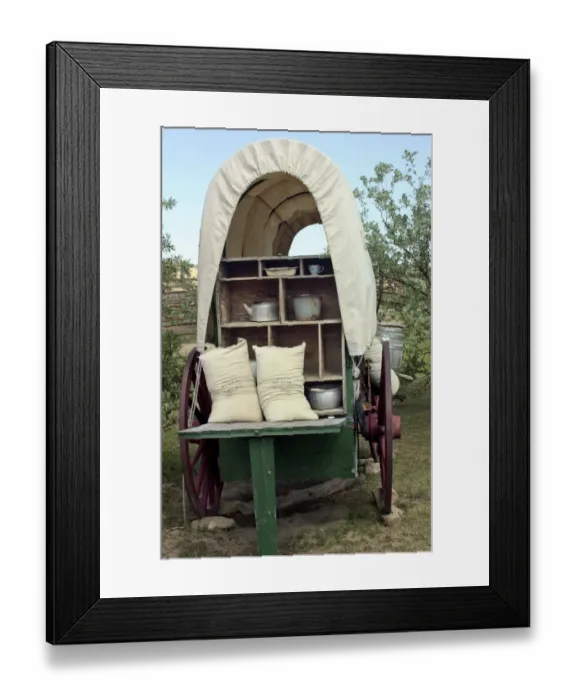 Framed Print : Covered wagon with supplies, South Dakota