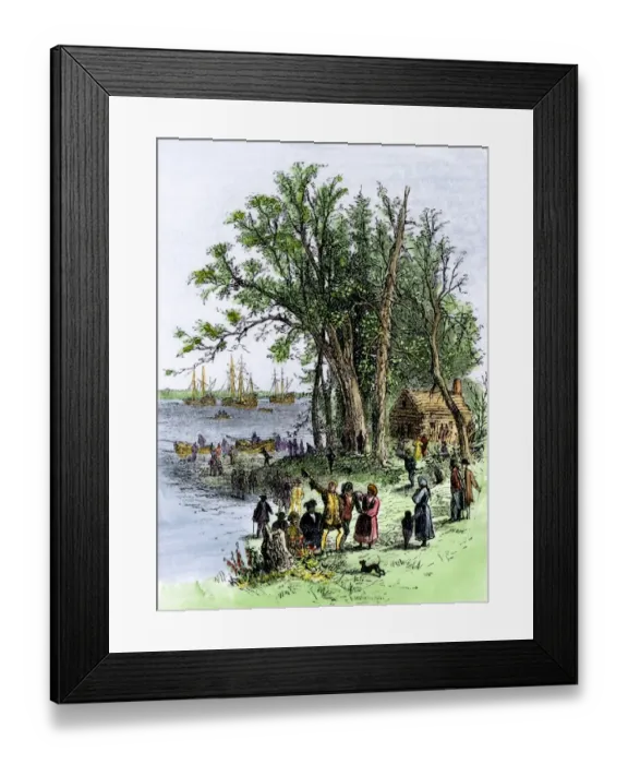 Framed Print : William Penn arriving at Philadelphia, 1682 Framed Print : William Penn arriving at Philadelphia, 1682