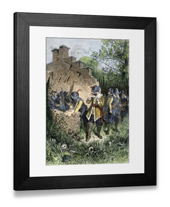Framed Print : Dutch colony found destroyed by Native Americans, 1640s Framed Print : Dutch colony found destroyed by Native Americans, 1640s