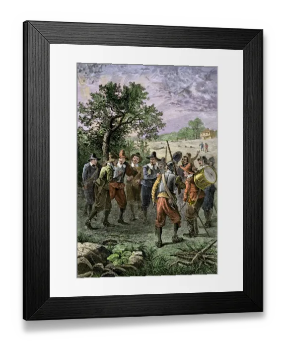 Framed Print : New England colonial militia, 1600s Framed Print : New England colonial militia, 1600s