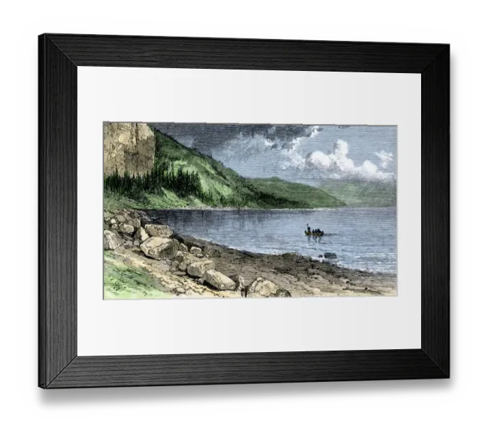 Framed Print : French missionaries arriving in Maine, 1600s Framed Print : French missionaries arriving in Maine, 1600s
