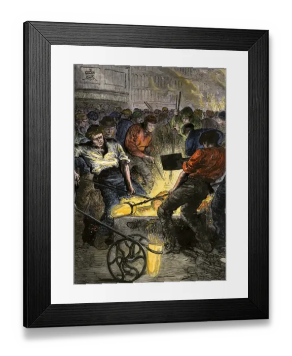 Framed Print : Iron industry workers manufacturing steel in England Framed Print : Iron industry workers manufacturing steel in England