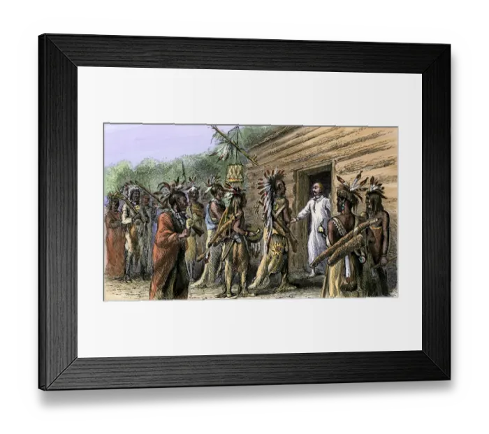 Framed Print : Natchez War on French settlers, Mississippi, 1729 Framed Print : Natchez War on French settlers, Mississippi, 1729