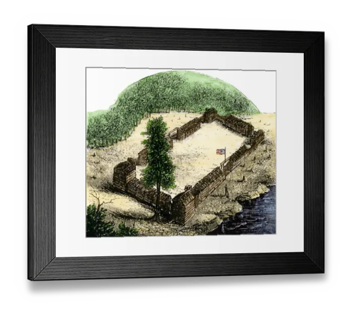 Framed Print : Boones Fort, founded by Daniel Boone, 1775