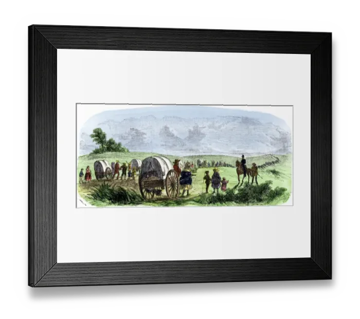 Framed Print : Hand-carts on the Mormon Trail to Utah Framed Print : Hand-carts on the Mormon Trail to Utah