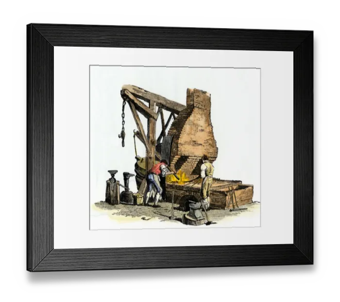 Framed Print : Iron foundry, circa 1803-1806 Framed Print : Iron foundry, circa 1803-1806