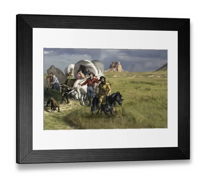 Framed Print : Oregon Trail pioneers on the Great Plains Framed Print : Oregon Trail pioneers on the Great Plains