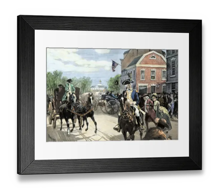 Framed Print : New York City on the day of Washingtons first inauguration Framed Print : New York City on the day of Washingtons first inauguration