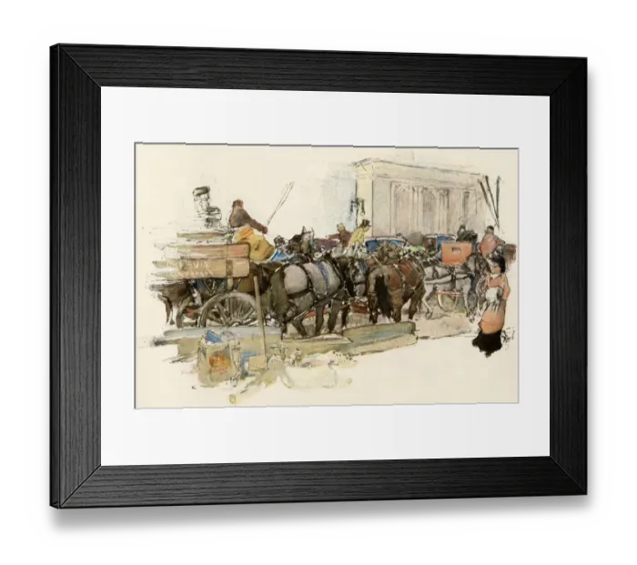 Framed Print : Wagons in New York City, early 1900s