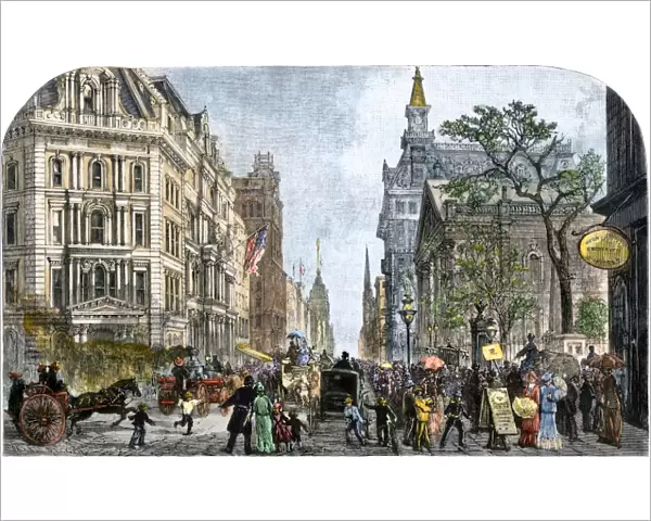 Crowds on Broadway, New York City, 1880s