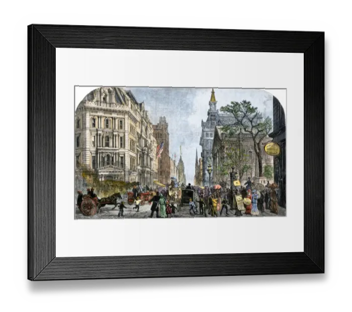 Framed Print : Crowds on Broadway, New York City, 1880s Framed Print : Crowds on Broadway, New York City, 1880s