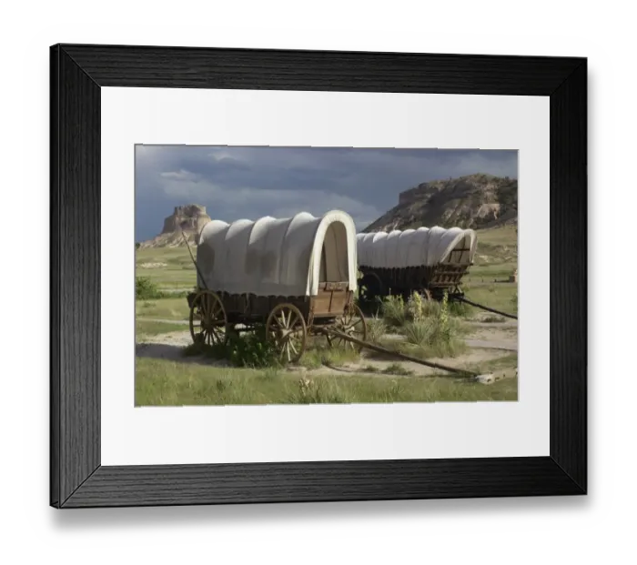 Framed Print : Oregon Trail covered wagons Framed Print : Oregon Trail covered wagons