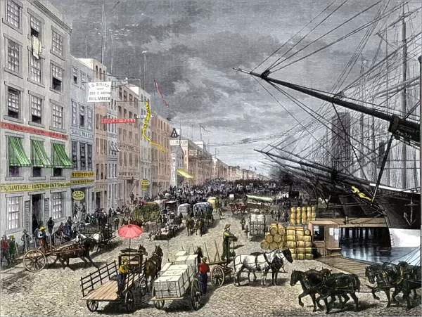 South Street docks in New York City, 1870s