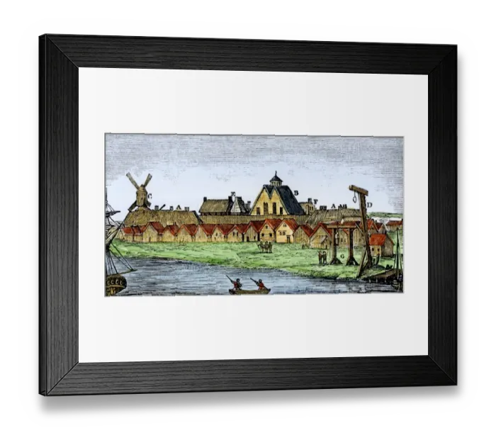 Framed Print : New Amsterdam in the mid-1600s Framed Print : New Amsterdam in the mid-1600s
