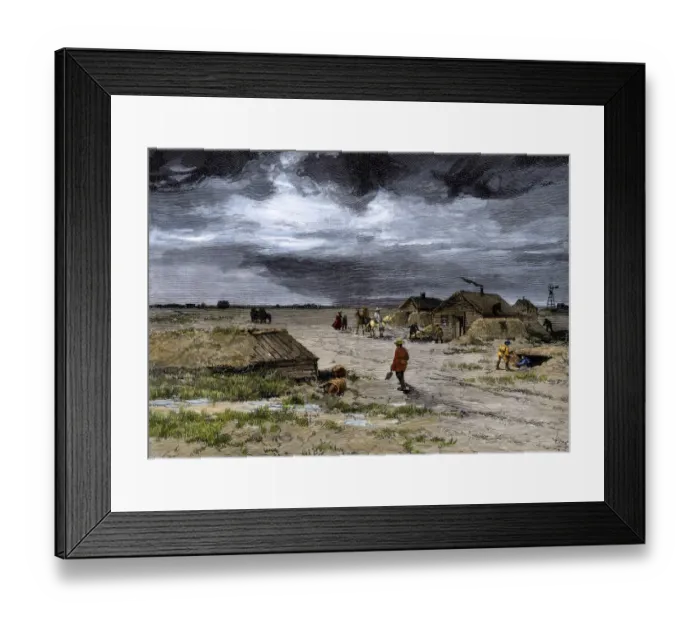 Framed Print : Settlers preparing their prairie homestead for winter Framed Print : Settlers preparing their prairie homestead for winter