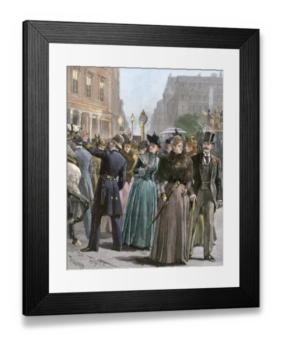Framed Print : Wealthy New Yorkers out for an afternoon stroll, 1880s Framed Print : Wealthy New Yorkers out for an afternoon stroll, 1880s