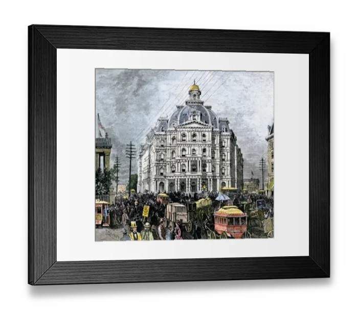 Framed Print : Crowded streets of New York City, 1870s Framed Print : Crowded streets of New York City, 1870s