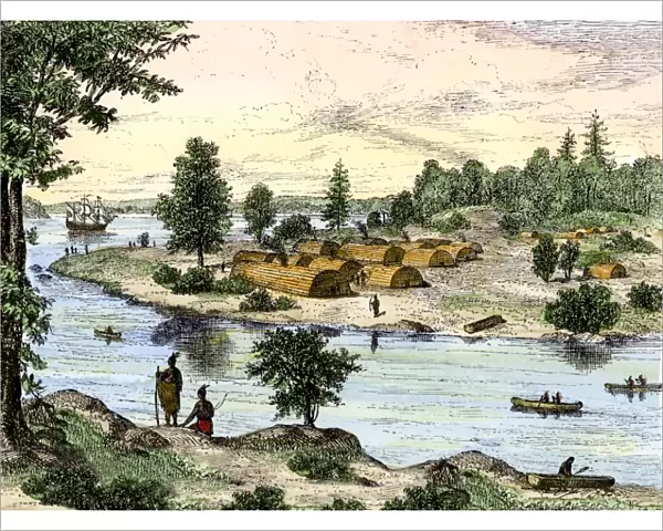 Native American longhouses on Manhattan Island