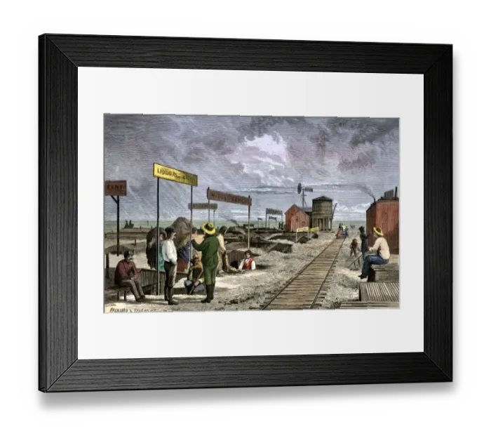 Framed Print : An underground village of dugouts doing business along the transcontinental