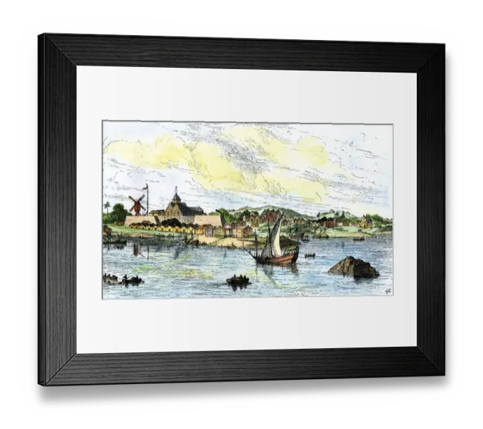 Framed Print : New Amsterdam, mid-1600s Framed Print : New Amsterdam, mid-1600s