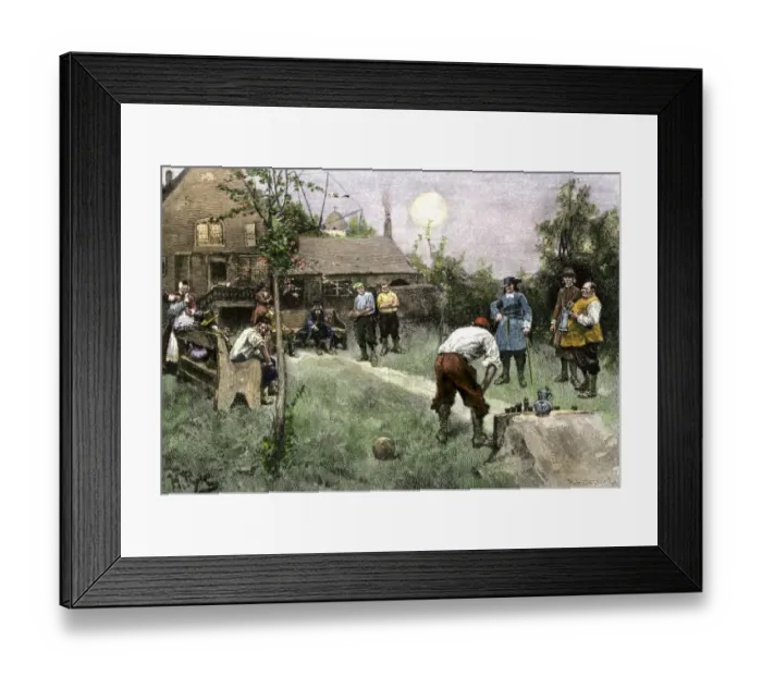Framed Print : Bowling game in New Netherland Framed Print : Bowling game in New Netherland