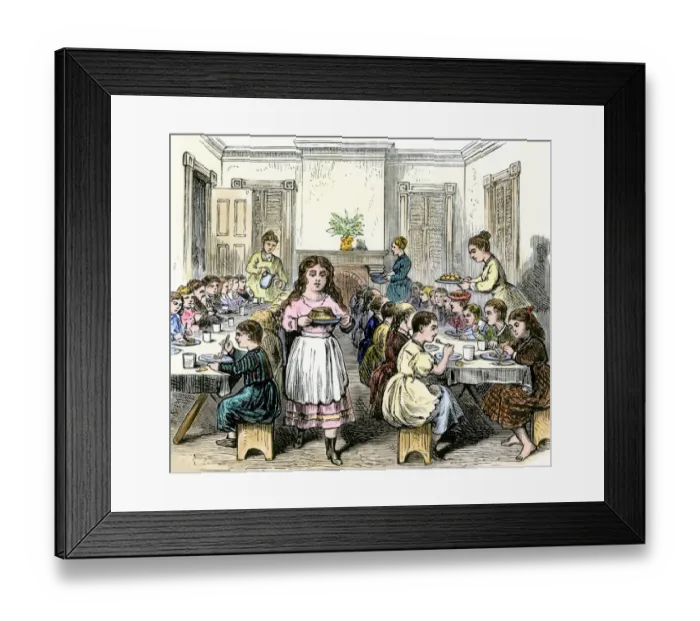 Framed Print : Childrens Aid Society dining-hall, 1800s Framed Print : Childrens Aid Society dining-hall, 1800s