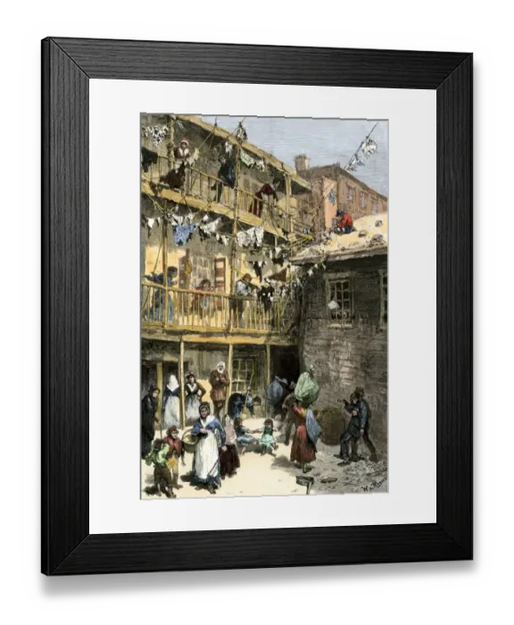 Framed Print : Italian immigrants tenement in New York City, 1870s Framed Print : Italian immigrants tenement in New York City, 1870s