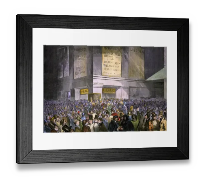 Framed Print : Lincoln election results displayed in New York City, 1860 Framed Print : Lincoln election results displayed in New York City, 1860