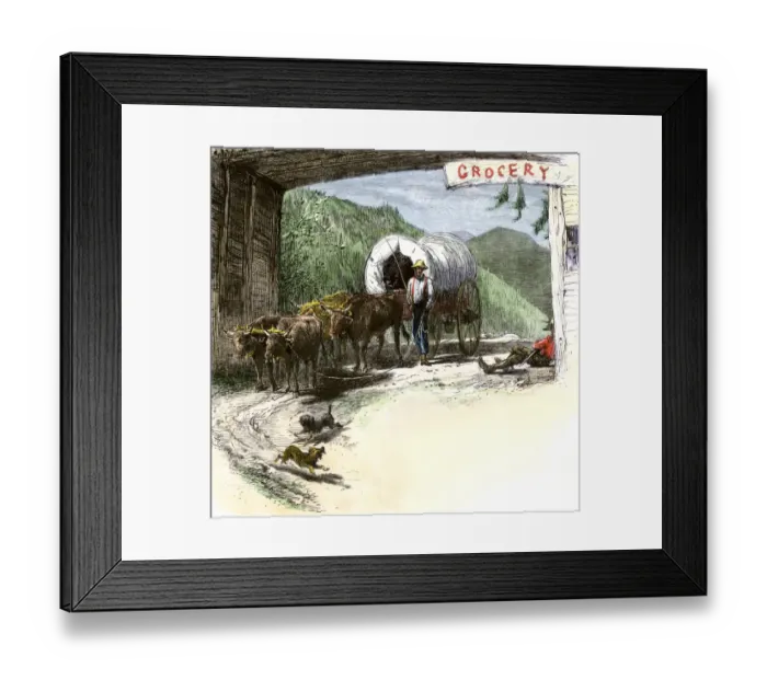 Framed Print : Covered wagon entering Kentucky through Cumberland Gap Framed Print : Covered wagon entering Kentucky through Cumberland Gap
