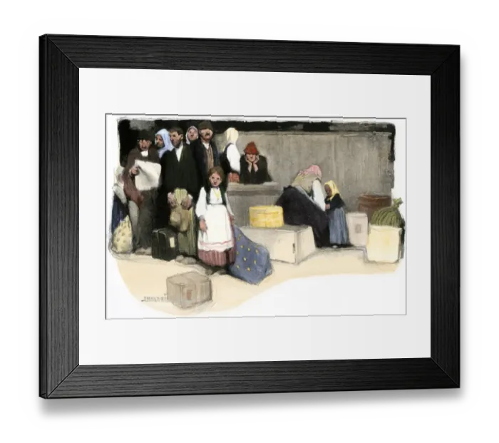 Framed Print : Ellis Island immigrants hoping to enter the US